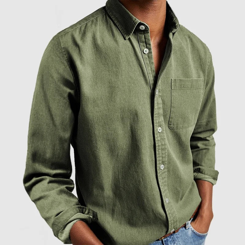 Amazon Commerce extérieur Europe et les États-Unis Lapel homme chemise de couleur solide hommes