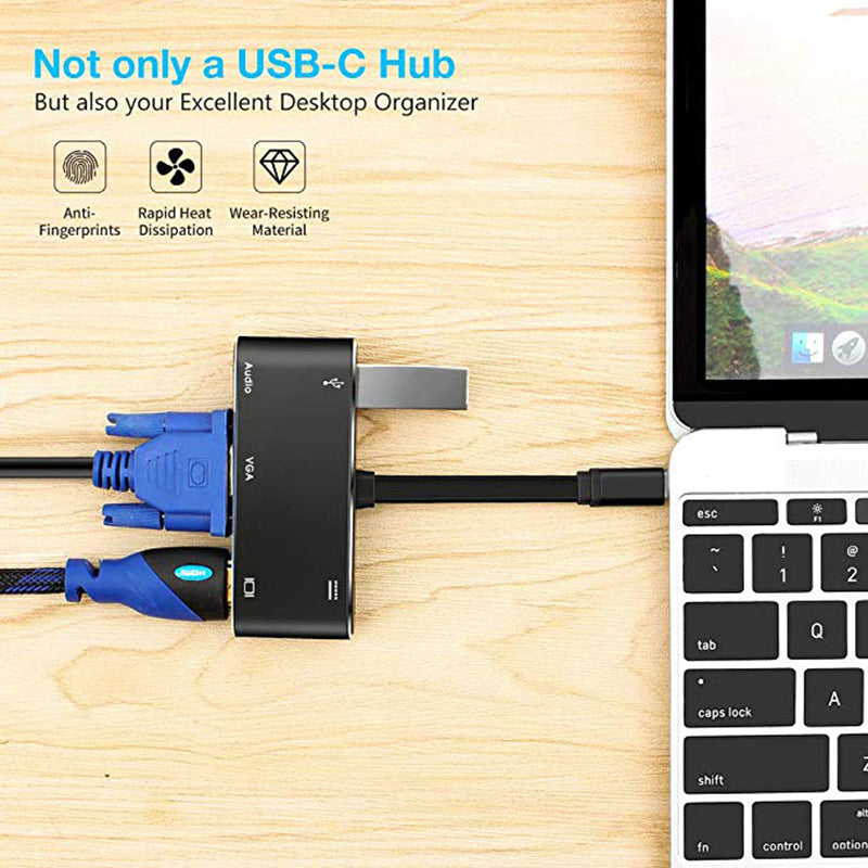 Type-c à HDMI VGA 5-en-1 HD double affichage convertisseur