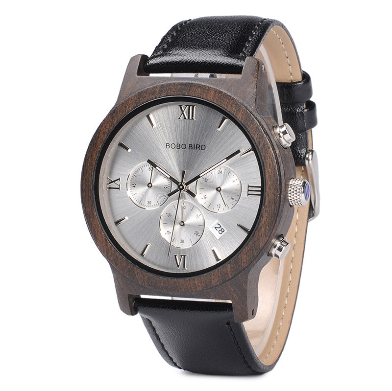 Mouvement à quartz simple et occasionnel de montre en bois