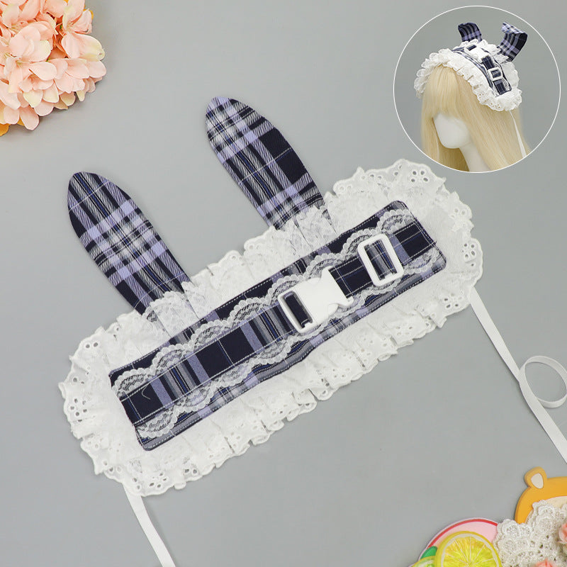 Ancien style pastoral ancienne sous-culture Retro Plaid Release Buckle Hair Band