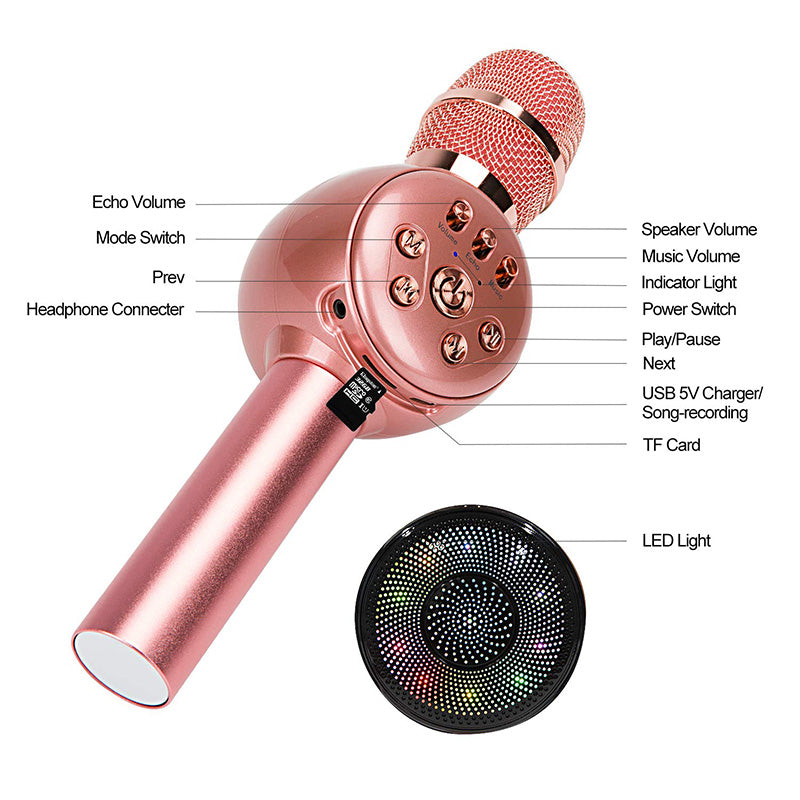 Chantez-le avec des lumières colorées National K chanson sans fil Bluetooth microphone