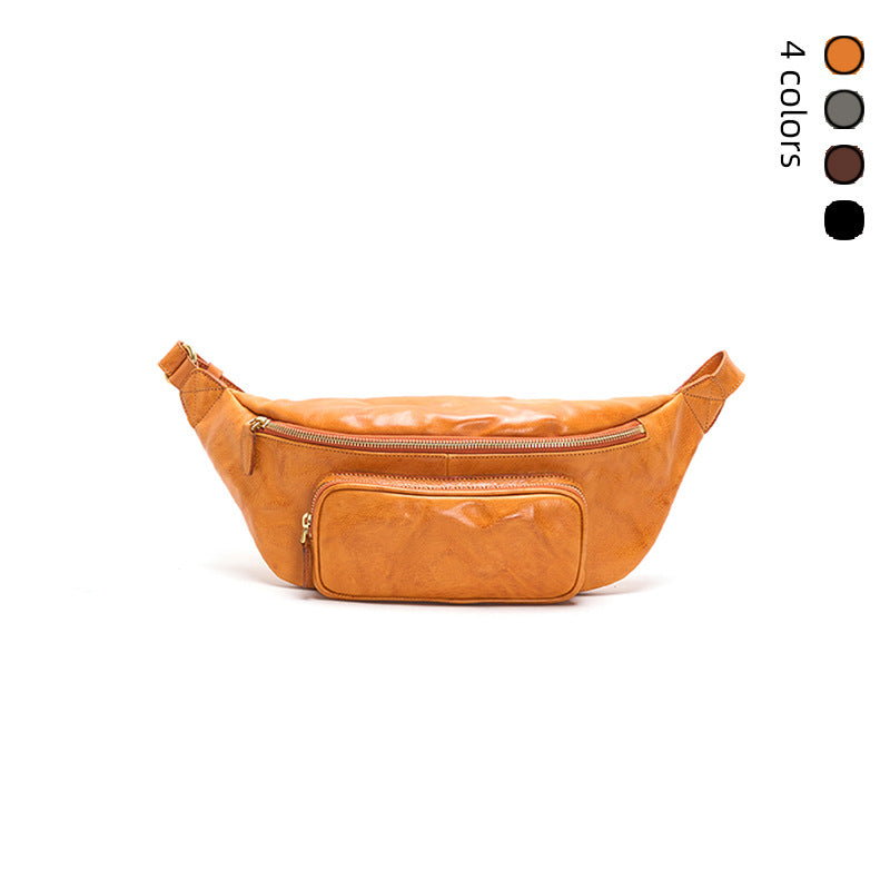 Sac croisé Cowhide de première rangée rétro