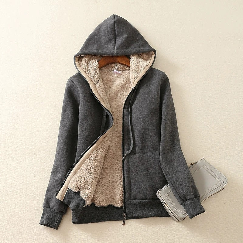 Sweat-shirt de mode à capuche épais doublé de polaire pour femmes