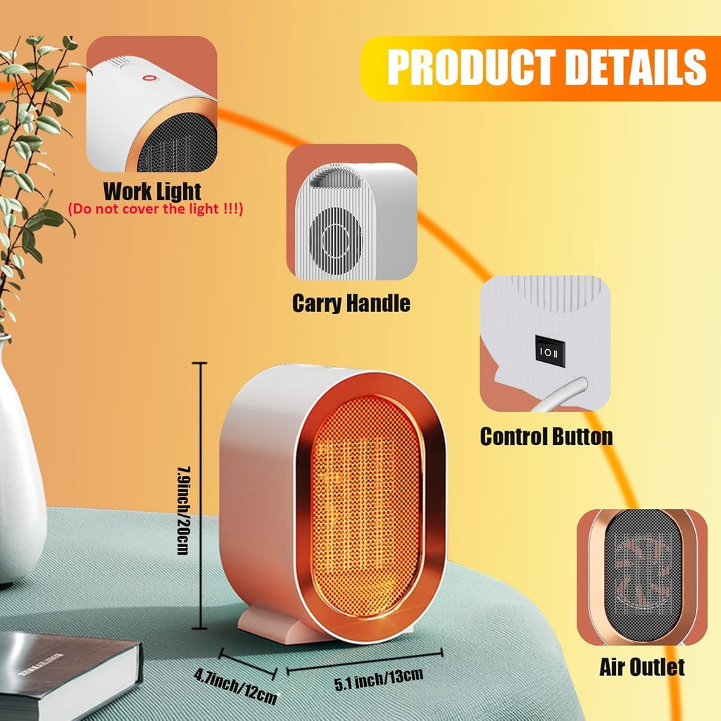 1200W Chauffe-espace électrique Céramique basse énergie Ventilateur de chauffage rapide Télécommande portable