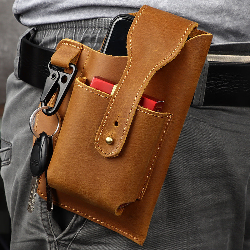 Sac de ceinture en cuir rétro pour hommes