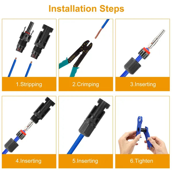 10 paires connecteurs de panneau solaire Adaptateur de fil solaire Homme/Femelle IP67 Connecteur étanche