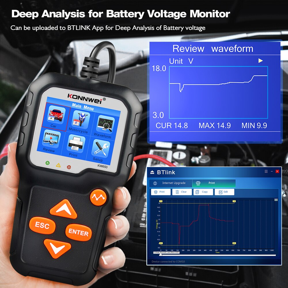 Détecteur automatique de batterie de voiture de moto