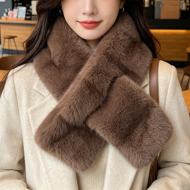 Couleur rayée Contraste en peluche douce écharpe transversale avec style rétro et sophistiqué