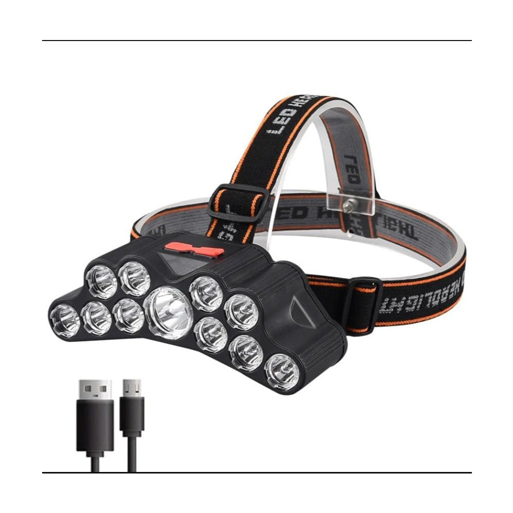 11 LED lampe de poche rechargeable USB avec intégré 18650 Batterie forte lumière Camping Adventu
