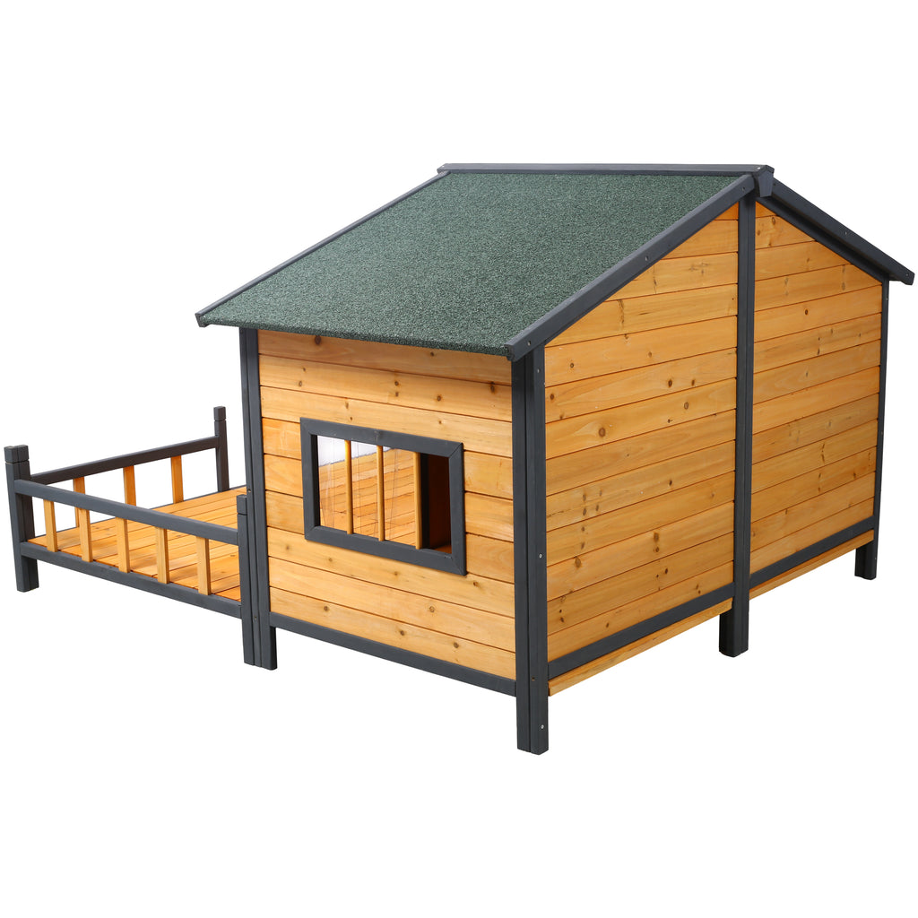 Grande maison de chien en bois extérieur Double XL Kennel de chien avec plancher élevé et porche