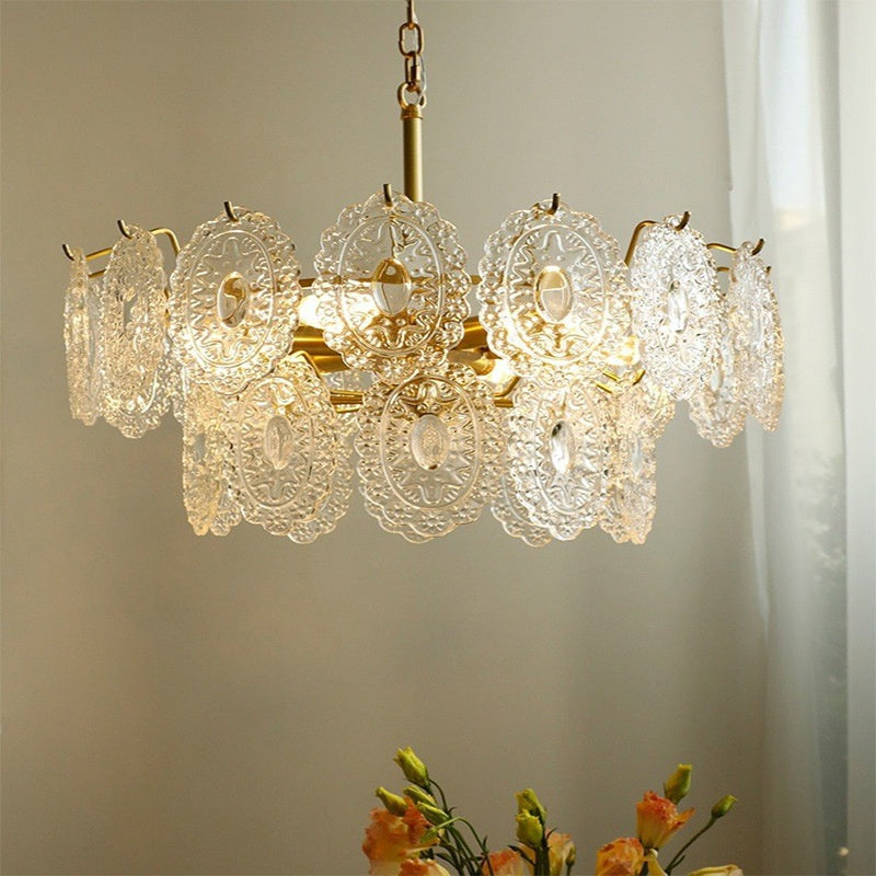 Luxury Lusury Glass Chandelier Metal and Glass Flush-mount Pendentif luminaire