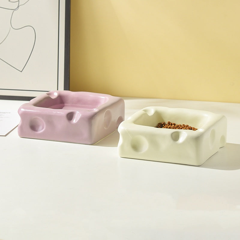 Créative en forme de fromage en céramique Bol mignon Cat Food Dish