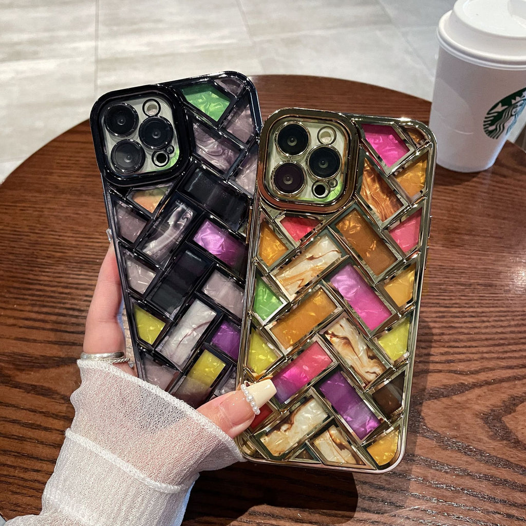 Boîtier de téléphone tissé électroplaqué couleur Shell