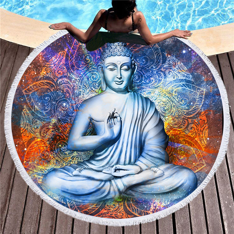 Serviette de plage ronde statue de Bouddha indien