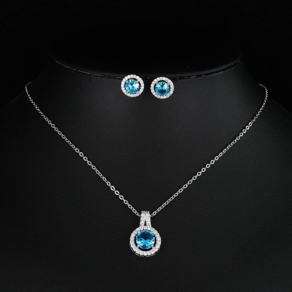 Ensemble de collier de disque Zircon deux pièces