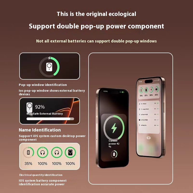 Wireless Magnetic Mobile Power Ultra-mince Applicable Montre de charge externe