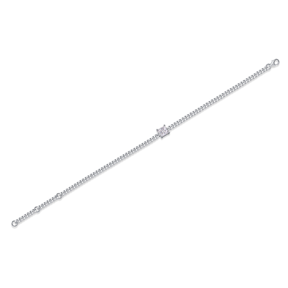 S925 Argent 1ct Princess Cut Moissanite Bracelet