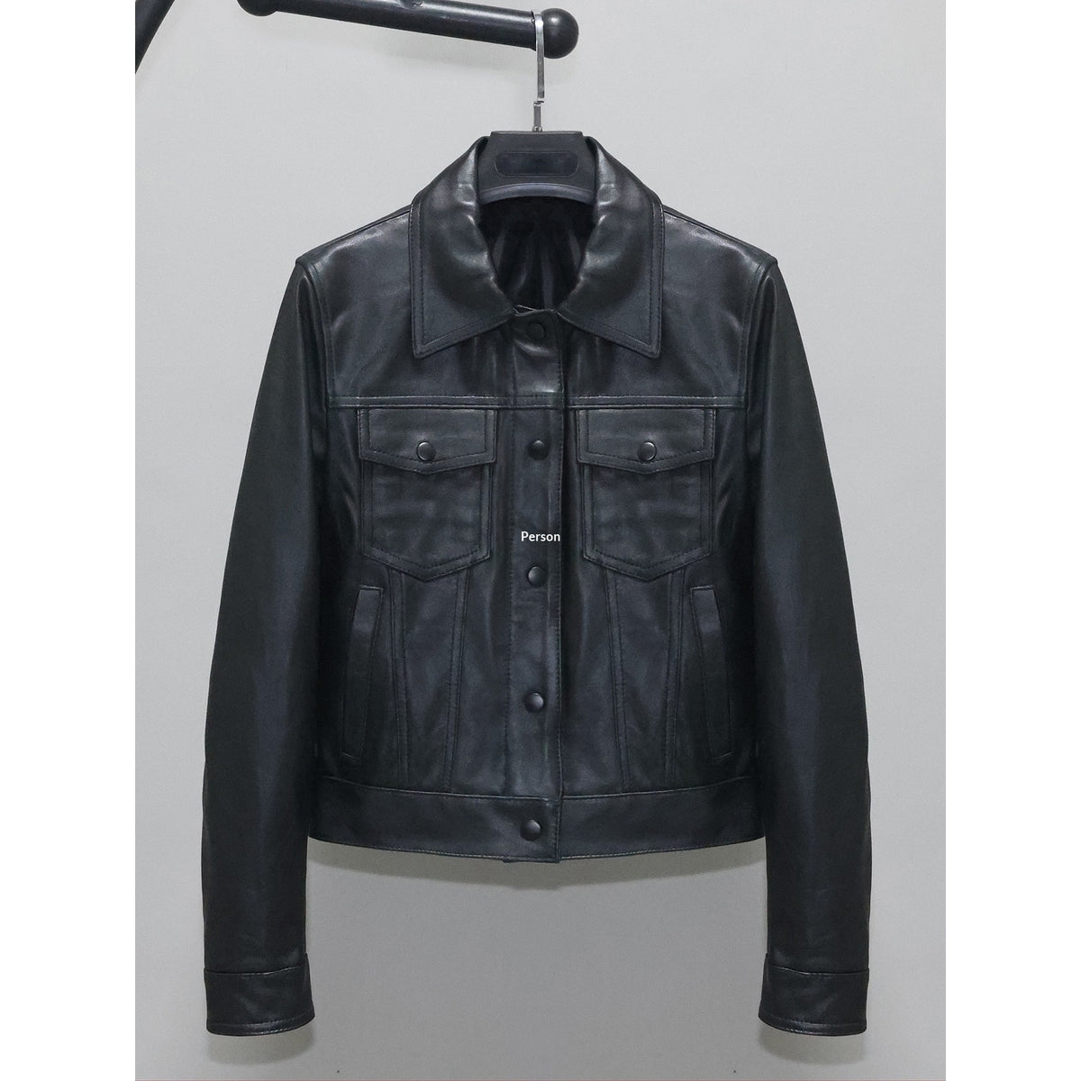 Veste en cuir pour femmes en cuir mince et court