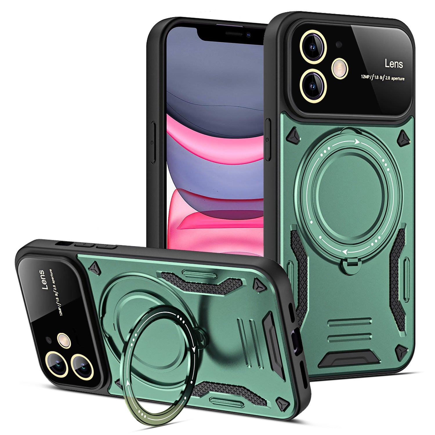 U-bouclier Grande fenêtre Magnetic Bracket Phone Case Advanced Sense Protection Cover