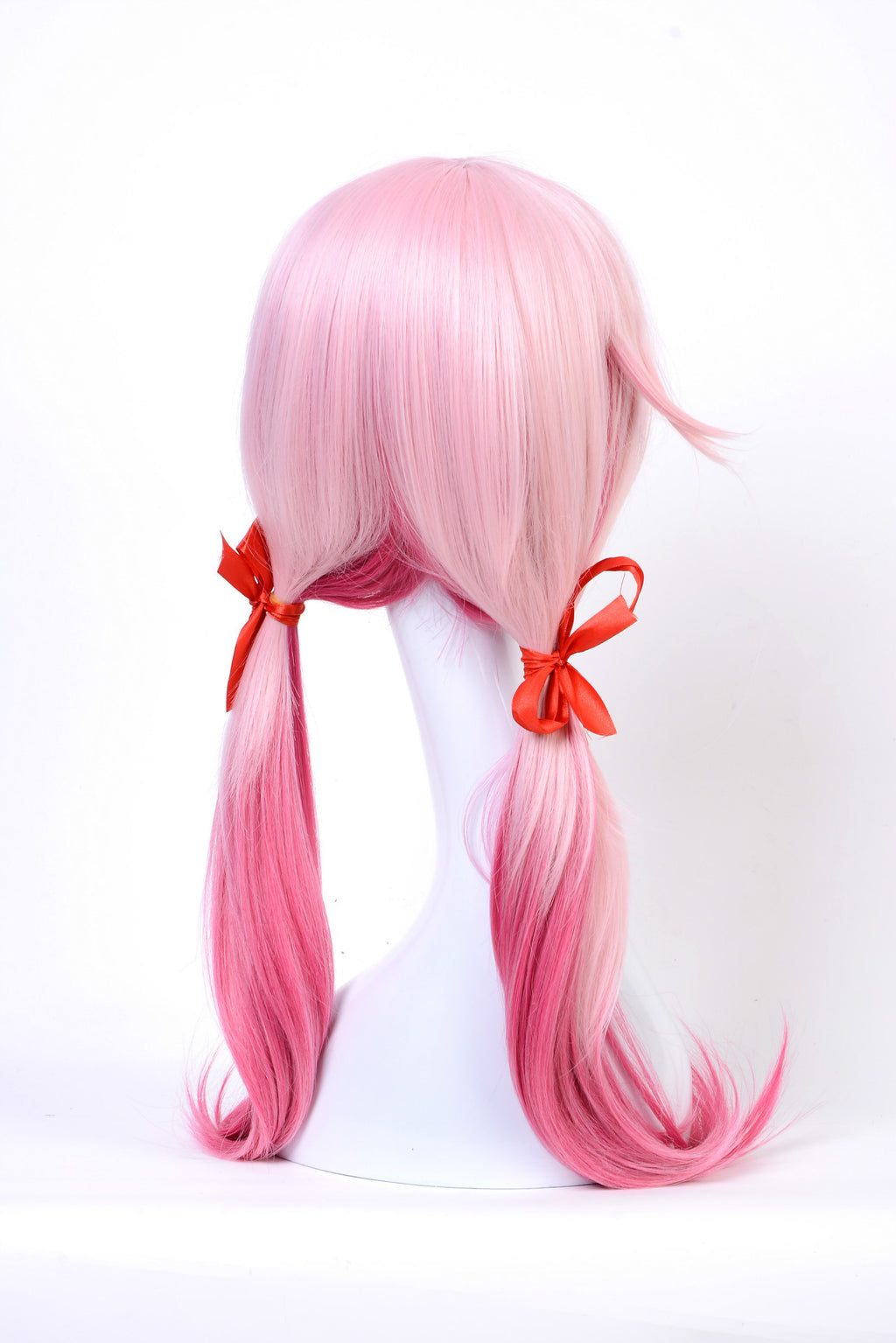 Cosplay animation rose double queue de cheval perruque