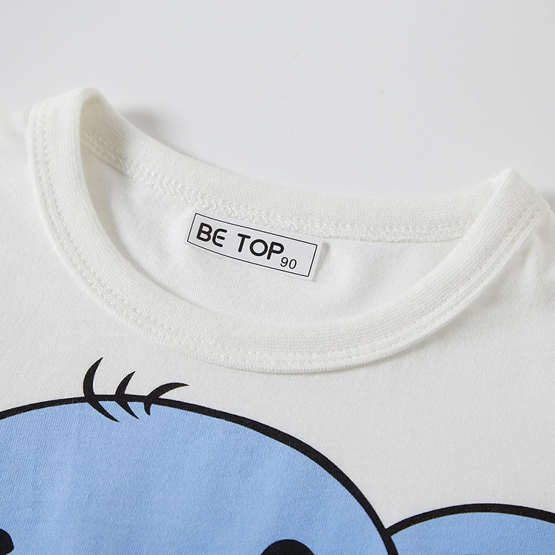 À moitié manches pour enfants Cartoon Elephant Pattern Boy Short Sleeve