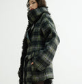 Manteau en laine de couleur mélangée en écharpe ultra-long