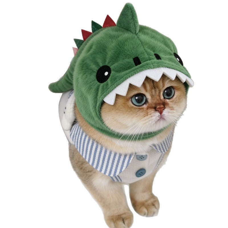 Chapeau chaud à capuche de chat dinosaure