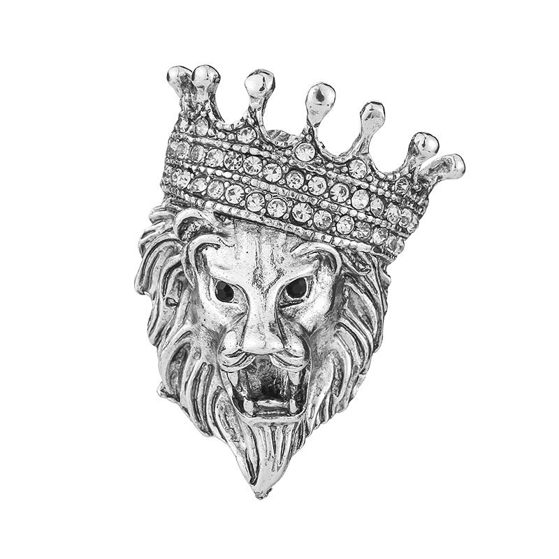 Fierce Tête Lion et Tigre Brooch Vintage Personnalisé