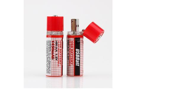 2 piles rechargeables USB AA 1450mAh 1,2V Ni-MH
