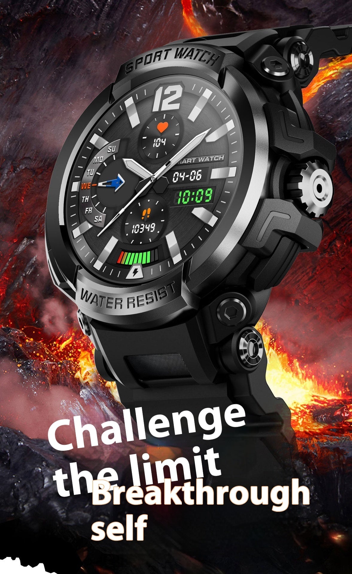 Smart Watch Bluetooth-compatible Appel de fréquence cardiaque Pression artérielle Sang Oxygène Sommeil Moni