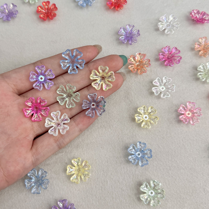 Perles de fleurs en acrylique 5-Petal