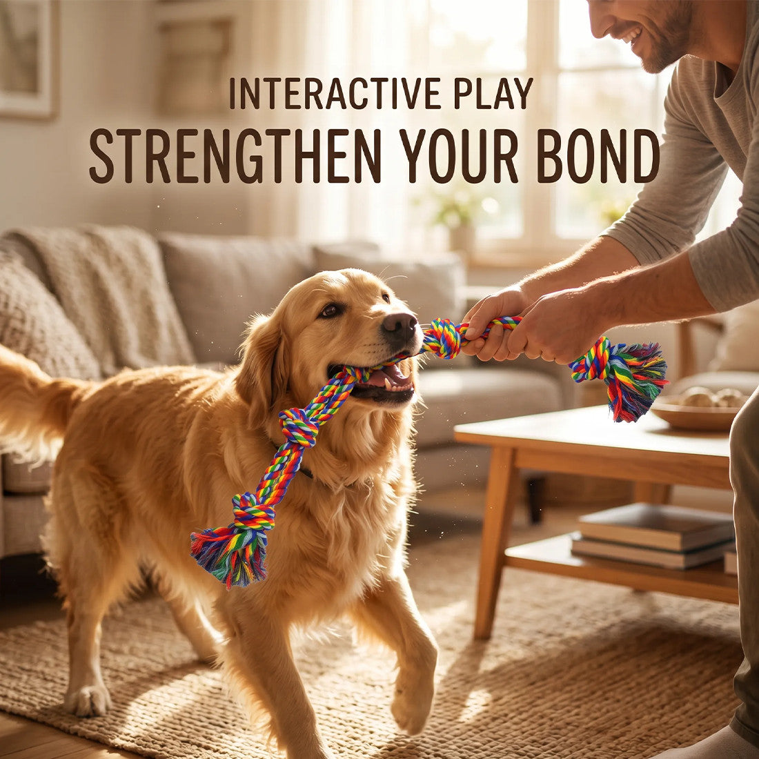 Jouets de corde de chien couleur arc-en-ciel de 6pc