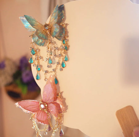 Style chinois Clip de cheveux papillon avec une tête de Tassel style antique