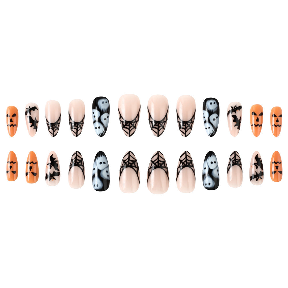 Les ongles Glossy Press-on en forme d'amande d'Halloween