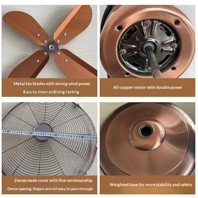 Ventilateur de plancher d'oscillation mécanique anti-bronze métallique droite à économie d'énergie
