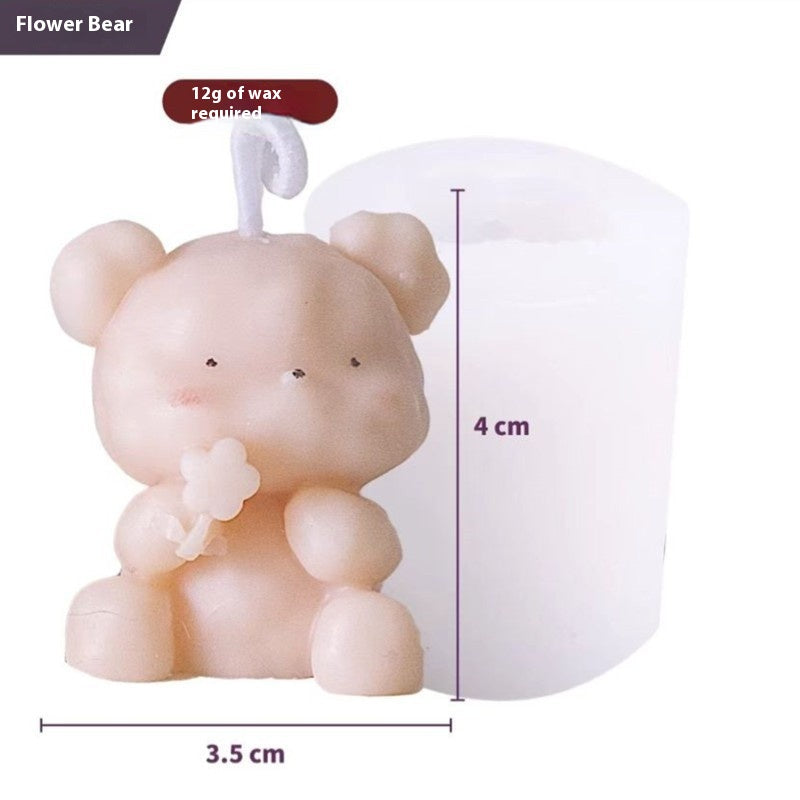 Bougie d'ours mignon Cake DIY Anniversaire Aromathérapie Bougie Silicone Moule de cuisson