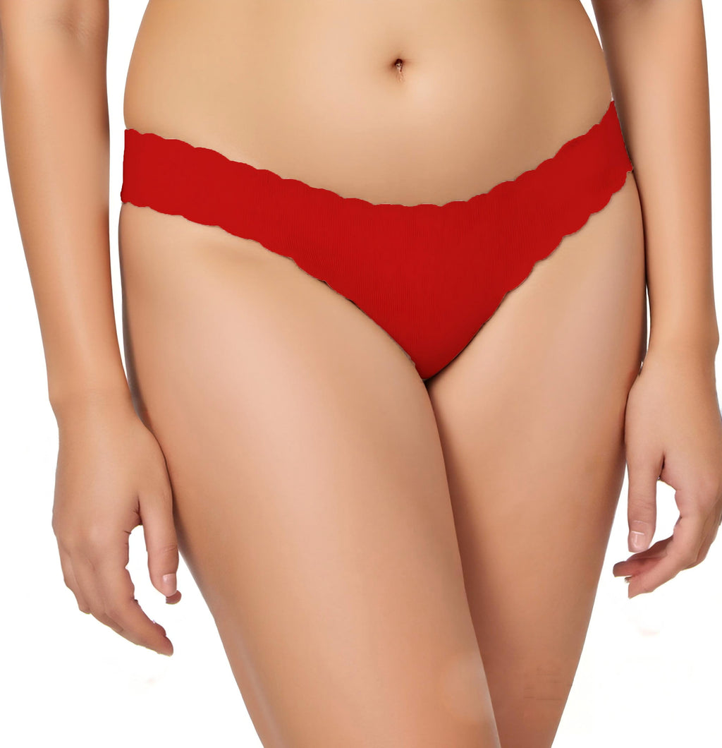 Thong à basse taille sans couture Wavy Lace
