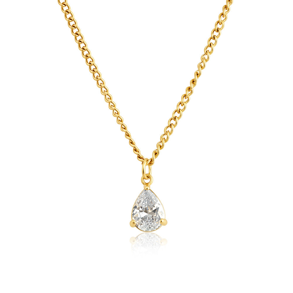 Collier de Zircon en acier inoxydable plaqué or 18K avec finition luxueuse