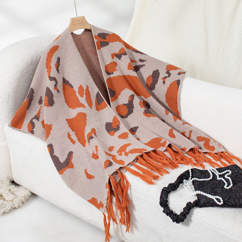 Driszle-Color Leopard-Imprimer Tasse tricotée CapeSholder Wrap pour les femmes