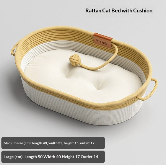 Lit de chat en osier tout-saison pour l'été Extra-Grand Scratching post lit de couchage dédié