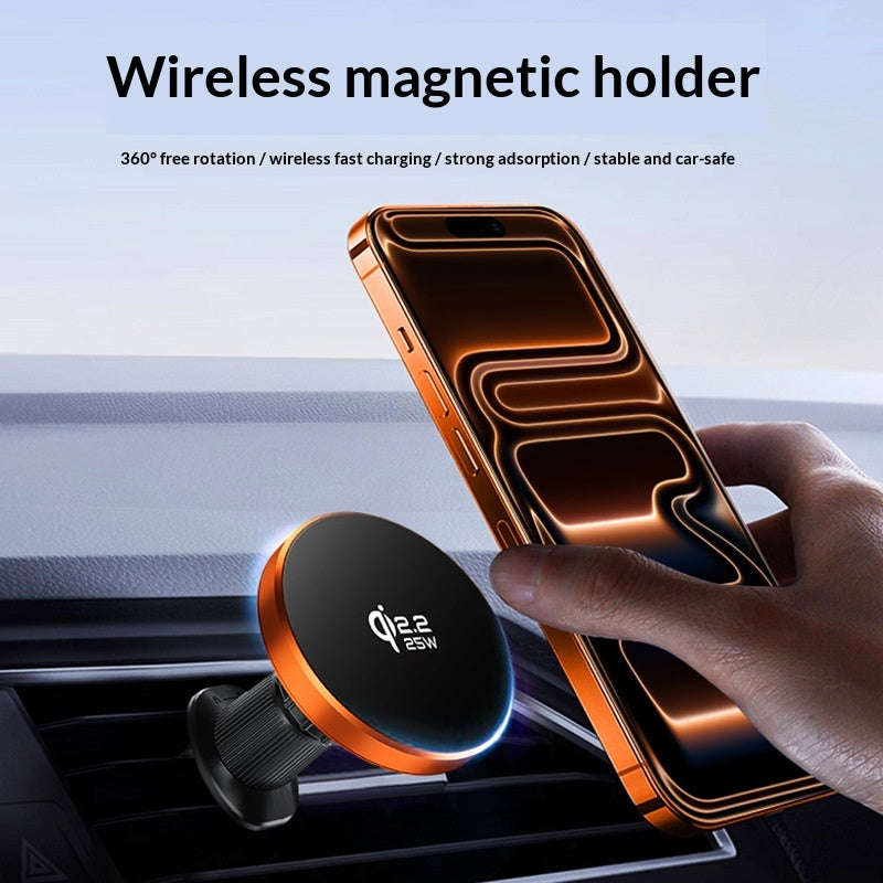 Support de téléphone sans fil magnétique métallique monté sur voiture