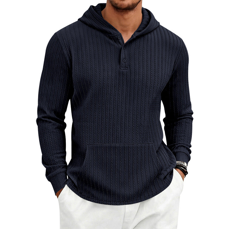 Herringbone Jacquard Texturé Casual Hommes Hoodie