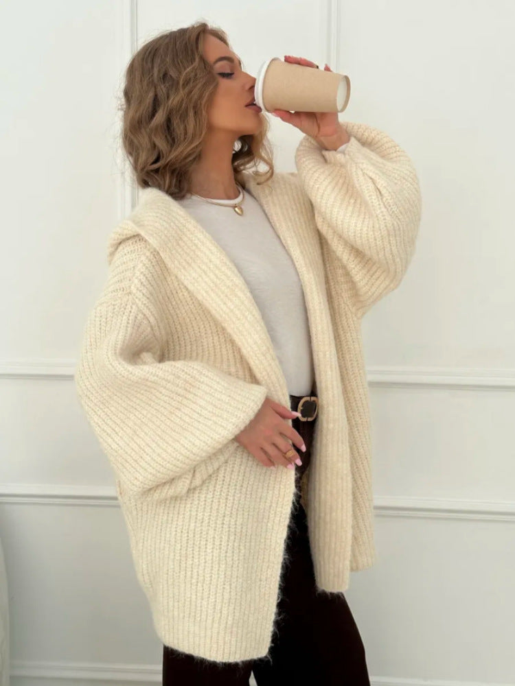 Chandail à capuchon long Chandail Cardigan épais