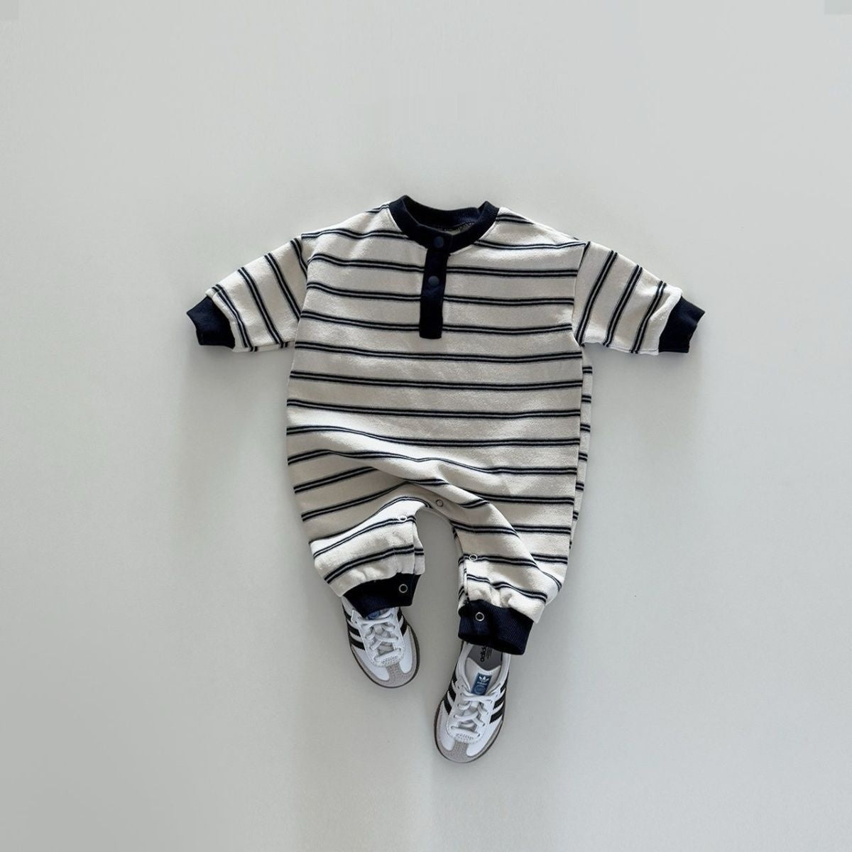 Jumpsuit rayés bébé garçons et filles printemps et automne manches longues