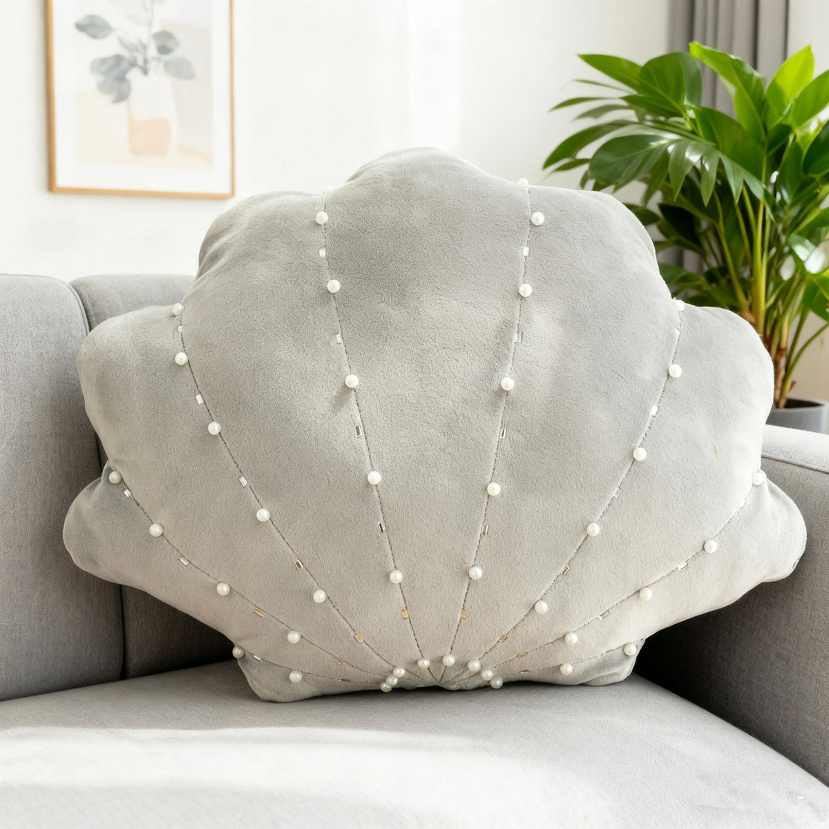 Perle Shell en forme d'oreiller en velours de lancer Coussin de nouveauté pour la chambre à coucher Canapé