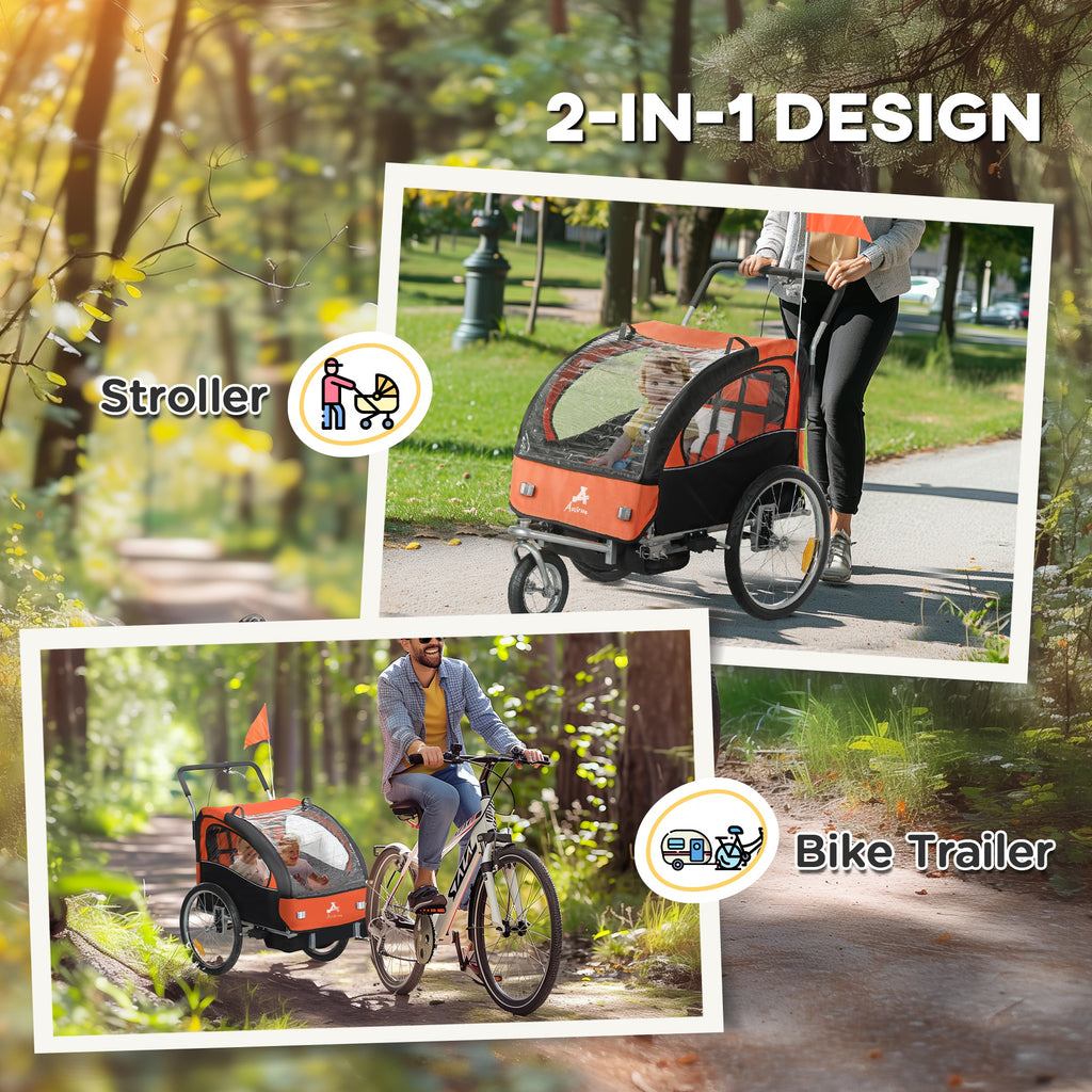 Remorque à vélo pivotante 2-Seat Elite 360 pour enfants Remorque à vélo avec résistant à l'eau W