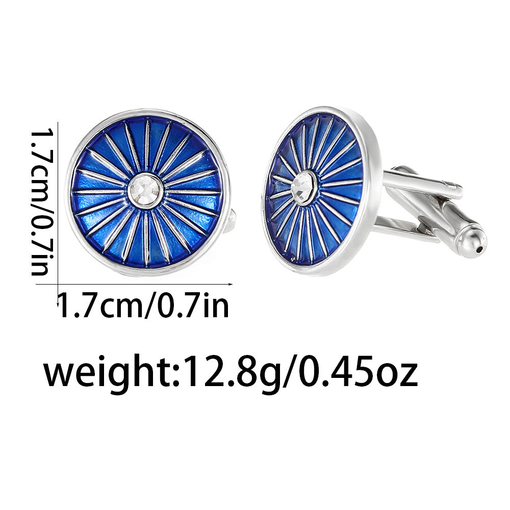 Round Line Blue Dripping Cufflinks Accessoires Chemises Français Homme