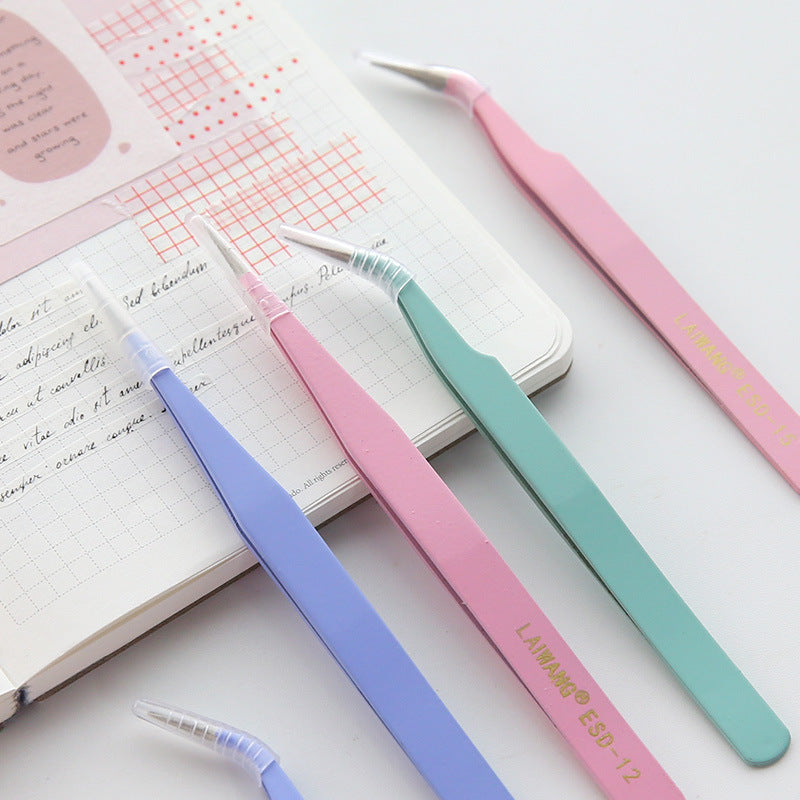 Tweezers en acier inoxydable Macaron Manuel coloré et ruban de papier