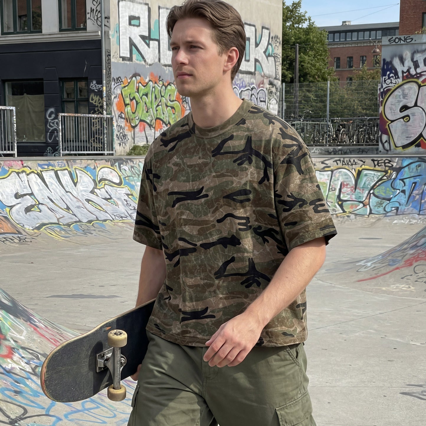 T-shirt à manches courtes pour hommes Camouflage