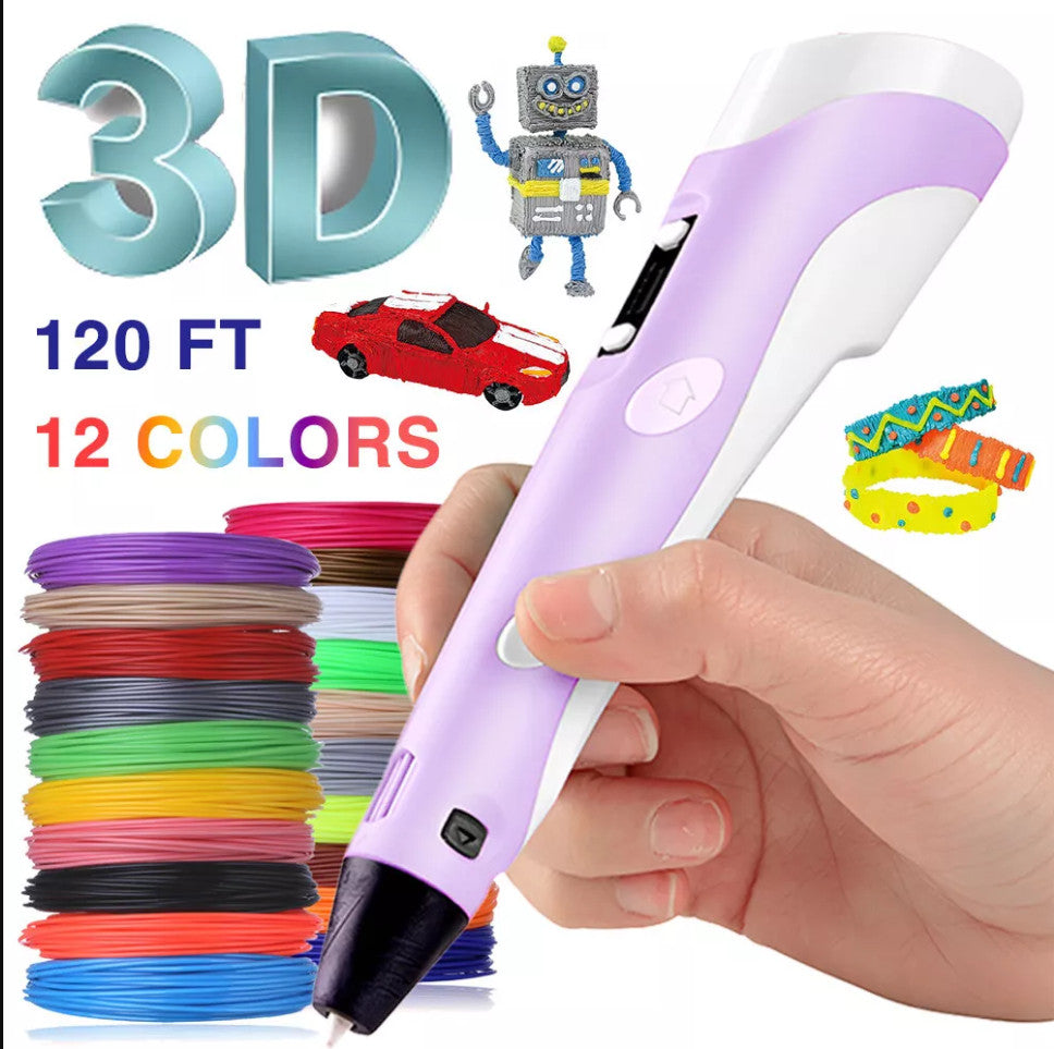 Jeu de stylo d'impression 3D Doodle PLA Filament Imprimante Dessin 12 Couleurs Cadeau enfants Royaume-Uni